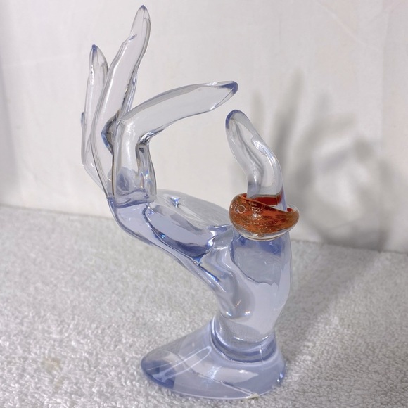 Vintage Art Glass Handmade Orange & Bronze Glitter Band Ring - Picture 1 of 11